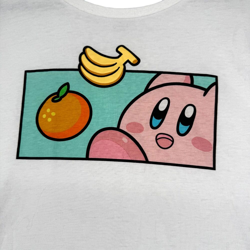 Nintendo Kirby Banana Graphic Shirt XL White Japanese Puffy Print Gamer Anime - Picture 6 of 10